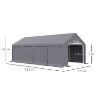 Outsunny Tendone da Giardino per Feste con Porte a Cerniera e Pannelli Removibili 8x4m, Grigio Scuro(m-3)