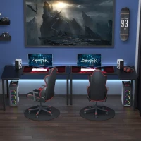 HOMCOM L-Shaped Gaming Desk, Computer Corner Desk, Home Office Workstation with Cable Management, 145 x 81 x 76cm, Black, Right(m-2)