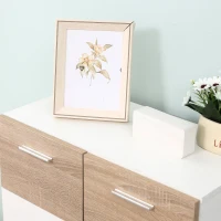 kleankin Meuble de rangement Armoire Commode pour Salle de Bain, Salon, Chambre Double Porte avec 2 étagères réglables en Bois Blanc etchêne Clair(m-9)