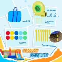 Outsunny 4 in 1 Kids Bouncy Castle Extra Large Double Slides & Trampoline Design Inflatable House Pool Climbing Wall with Blower Carrybag for Kids Age 3-8, 3.8 x 3.7 x 2.3m(m-5)