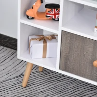 HOMCOM Bookcase, Freestanding Book Shelf with Storage Cabinet, 6 Shelves and Wood Legs for Home Office Display, White and Grey, 24D x 71.8W x 90.8H cm(m-7)