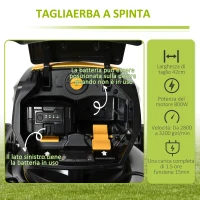 DURHAND Tagliaerba Elettrico 40V, Tagliaerba a Batteria Motore 800W, con Set Batterie e Caricabatterie, Larghezza di Taglio 42cm, 6 Altezze di Taglio 25-75mm e Sacco di Raccolta da 45L(m-4)