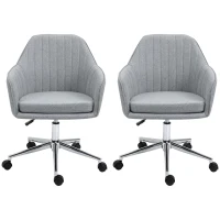 Vinsetto Lot de 2 chaises de bureau contemporain dossier accoudoirs striés hauteur réglable pivotant 360° piètement chromé(m-1)