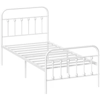 HOMCOM Single Minimalistic Metal Bed Frame - White(m-1)