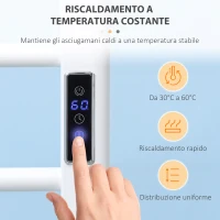 HOMCOM Scaldasalviette Elettrico a 8 Barre con Timer e Controllo Temperatura, 50x45x80 cm, Bianco(m-5)