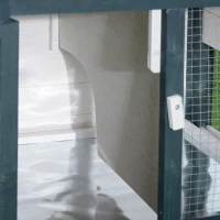 PawHut Conejera de Madera Exterior Jaula para Conejos de 2 Niveles con Bandeja Extraíble y Múltiples Entradas Techo de Asfalto Cobayas Gallinas 140x65x100 cm Verde(m-7)