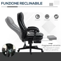 Vinsetto Sedia da Ufficio Massaggiante in Similpelle con Presa USB, 64x69x107-115cm, Nero(m-6)