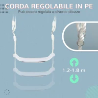 Outsunny Altalena per Bambini 9-36 Mesi in PP e PE con Corda Regolabile e Luci LED, 39x16.5x120-180 cm, Bianco(m-5)