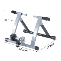 HOMCOM RullI per Bici da Corsa e Allenamento a Casa, Rullo per Bici Pieghevole in Acciaio per Ruote da 26''-28'', 54.5x47.2x39.1cm Argento(m-3)