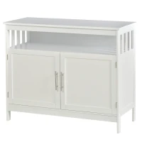 HOMCOM Kitchen Console Table/Buffet Sideboard/Wooden Storage Table with 2-Level Cabinet and Open Shelf, White(m-11)