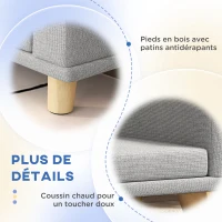 PawHut Canapé pour chien grand lit surélevé pour chien coussin lavable cadre en bois tissu polyester 98 x 67 x 25 cm gris(m-6)