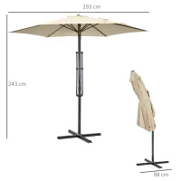Outsunny 3m Cantilever Parasol with Easy Lever, Patio Umbrella with Crank Handle, Cross Base and 6 Metal Ribs, Outdoor Sun Shades for Garden, White(m-3)