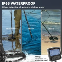 Outsunny Metal Detector for Adults and Beginners, Gold Detector with Higher Accuracy IP68 Waterproof Coil, 5 Professional Modes with Pinpoint & Memory Mode, Bigger Backlit LCD Display with DSP Chip(m-7)