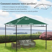 Outsunny Toile de rechange pour pavillon toit de remplacement gazebo tissu polyester haute densité 180 g/m² anti-UV 3 x 3 m vert(m-3)