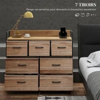 HOMCOM Commode 7 tiroirs meuble de rangement tiroir en tissu pliant - structure acier noir - 98 x 29 x 85 cm(m-4)