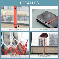 HOMCOM Aro de Baloncesto Altura Ajustable 194-249 cm con Ruedas y Base Rellenable para Adolescentes y Adultos Negro(m-7)