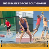 SPORTNOW Ensemble set complet de badminton, pickleball et volleyball, 3 en 1, jeux sport extérieur avec filet hauteur réglable(m-4)