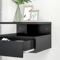 HOMCOM Lot de 2 Tables de Chevet murales - Lot de 2 Tables de Nuit - tiroir Coulissant, Niche, Plateau - Panneaux Particules Noir(m-12)