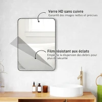 HOMCOM Miroir murale miroir salle de bain rectangulaire avec cadre en alliage d'aluminium noir pour chambre, salon 50 x 70 cm(m-5)