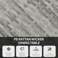 Outsunny 90cm Four-Person Wood-Effect Rattan Table - Grey(m-4)