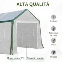 Outsunny Serra per Orto a Tunnel 6x3x2.4m Copertura in PE e Acciaio, Porta Avvolgibile e 8 Finestre(m-4)