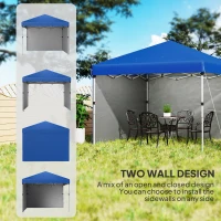 Outsunny 3 x 3 (M) Pop Up Gazebo, UPF 30+ with 2 Sidewalls, Leg Weight Bags and Wheeled Bag, Height Adjustable Party Tent Event Shelter for Garden, Patio, Blue(m-4)