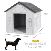 PawHut Plastic Weather-Resistant Dog House, for Indoors and Outdoors, Large Dogs - Grey(m-3)