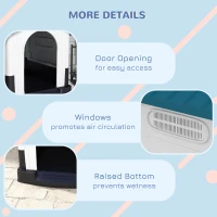 PawHut Plastic Dog Kennel with Windows, for Garden Patio, Miniature and Small Dogs, 80 x 69 x 76cm - Blue(m-7)