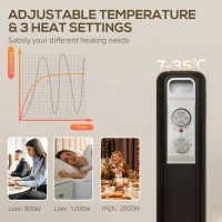 HOMCOM 2kW Nine Fin Oil-Filled Radiator - Black(m-4)