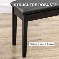 HOMCOM Banc pour piano avec assise rembourrée pieds en bois massif revêtement synthétique 75 x 35 x 49 noir(m-5)