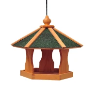 PawHut Mangeoire à oiseaux en bois avec toit imperméable, nichoir suspendu pour extérieur, 40 x 40 x 35 cm(m-1)