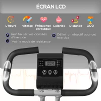 SPORTNOW Vélo d'appartement pliant, vélo de fitness, 8 niveaux de résistance magnétique, selle réglable, écran LCD, acier gris(m-4)