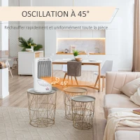 HOMCOM Chauffage soufflant oscillant 1500 W - mini radiateur céramique PTC - 3 niveaux de puissance - chauffage d'appoint avec télécommande blanc(m-6)