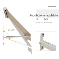 Outsunny Tenda da Sole a Caduta con Rullo Avvolgibile e Angolazione Regolabile 0-120°, 180×70cm, Beige(m-5)