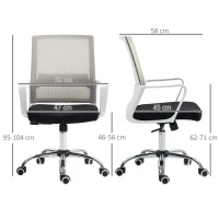 Vinsetto Ergonomic Desk Chair Mesh Office Chair with Adjustable Height Armrest and 360° Swivel Castor Wheels Black(m-3)