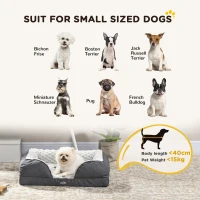 PawHut Calming Dog Bed Pet Mattress w/ Removable Cover, Anti-Slip Bottom, for Small Dogs, 70L x 50W x 18Hcm - Charcoal Grey(m-4)