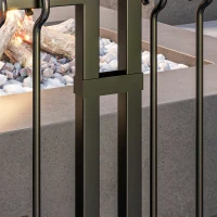 Outsunny Ensemble serviteur de cheminée 5 pièces, outils de cheminée, en métal, balai, pelle, pince, tisonnier et support, noir(m-9)