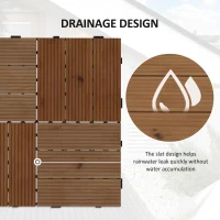 Outsunny 9 Pcs Garden Decking Tiles Wooden Outdoor Flooring Tiles for Patio, Balcony, Terrace, Hot Tub, Brown(m-5)