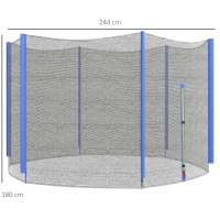 SPORTNOW 8ft Trampoline Net Replacement with 6 Plastic Pole Covers, Weather-Resistant Trampoline Netting Replacement with Zipped Entrance, Poles Not Included, Blue(m-3)