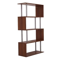 HOMCOM Bibliothèque étagère Design Contemporain en S 4 Niveaux 80L x 30l x 145H cm Coloris Noyer(m-9)