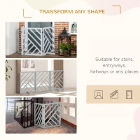 PawHut Foldable Wooden Pet Gate, with Three Panels - Grey(m-4)