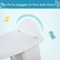 HOMCOM Cheval à Bascule en Bois - Jeu à Bascule Avec Poignées, Repose-Pied et Butées - MDF Contreplaqué Blanc et Bois Naturel(m-7)