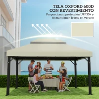 Outsunny Toldo de Recambio 4x3 m con Techo Doble con Orificios de Drenaje y Protección UPF30+ Crema Solo Toldo NO Incluye Marco(m-6)