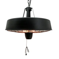 Outsunny Adjustable Power 1000/2500W Infrared Halogen Electric Patio Light Heater, Ceiling Hanging Mount -Black(m-11)