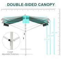 Outsunny 300 x 300CM 2 Side Free Standing Manual Awning Canopy Patio Garden Outdoor Sun Shade Shelter w/Winding Handle (Green)(m-4)
