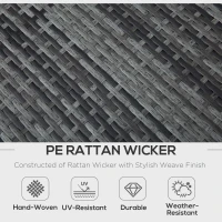 Outsunny 4 Pcs Rattan Wicker Garden Furniture Patio Sofa Storage & Table Set w/ 2 Drawers Coffee Table,Great Cushioned 4 Seats Corner Sofa - Grey(m-6)