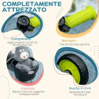 AIYAPLAY Triciclo per Bambini da 2-5 Anni con Seduta Regolabile e Campanello, 70.5x50x58cm, Nero(m-6)