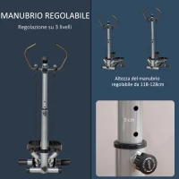 HOMCOM Stepper con Manubrio Regolabile, Monitor LCD ed Elastici, 55x53x118-128cm, Nero(m-4)