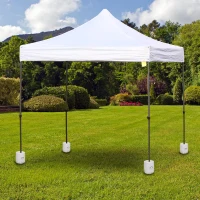 Outsunny 4 Pack 36 kg Gazebo Weights, Canopy Tent Weights with Rapid Clip, Gazebo Leg Weights Fill with Sand or Water, White(m-2)