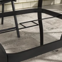 Outsunny Four-Seater Steel Garden Table, with Parasol Hole - Brown/Black(m-8)